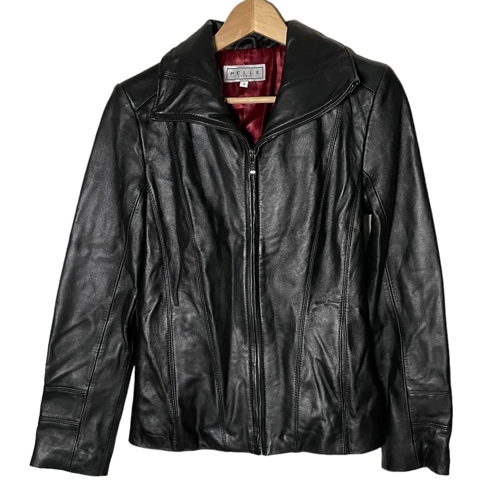 PELLE Studio Women’s Black Soft Leather Full Zipper Front Jacket Size S